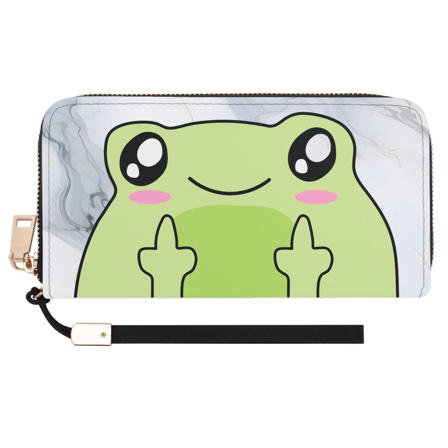 Kawaii Attitude Froggy leather zipper wristlet wallet with cute frog design.
