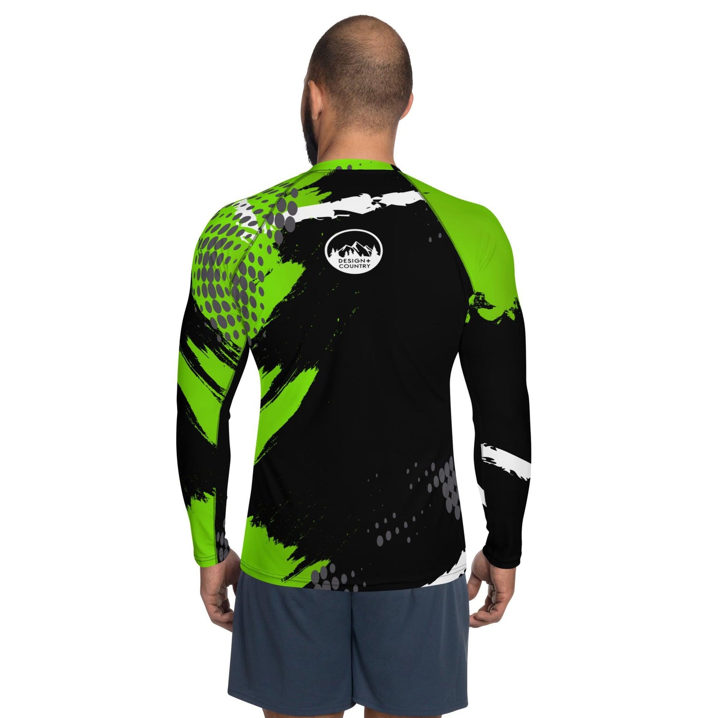 Green Burst Men's Rash Guard Long T-Shirt Style