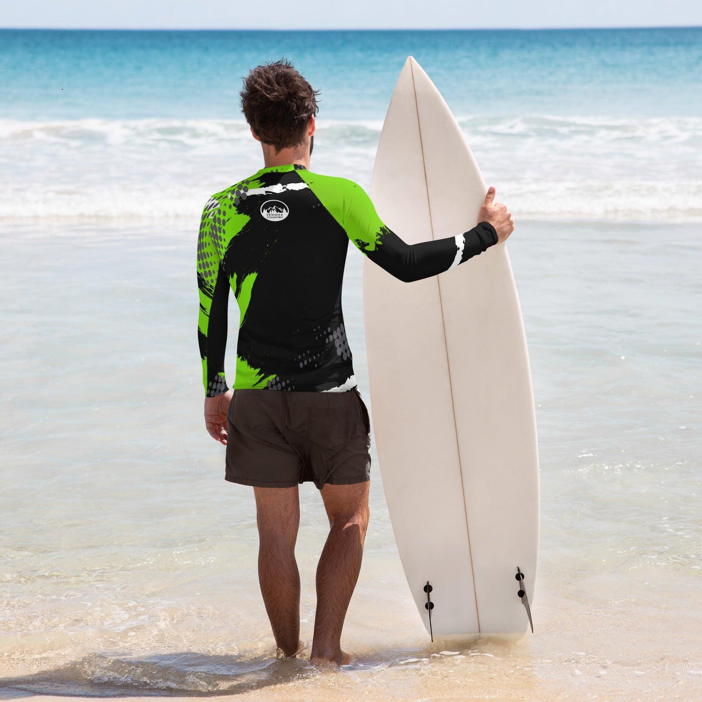 Green Burst Men's Rash Guard Long T-Shirt Style