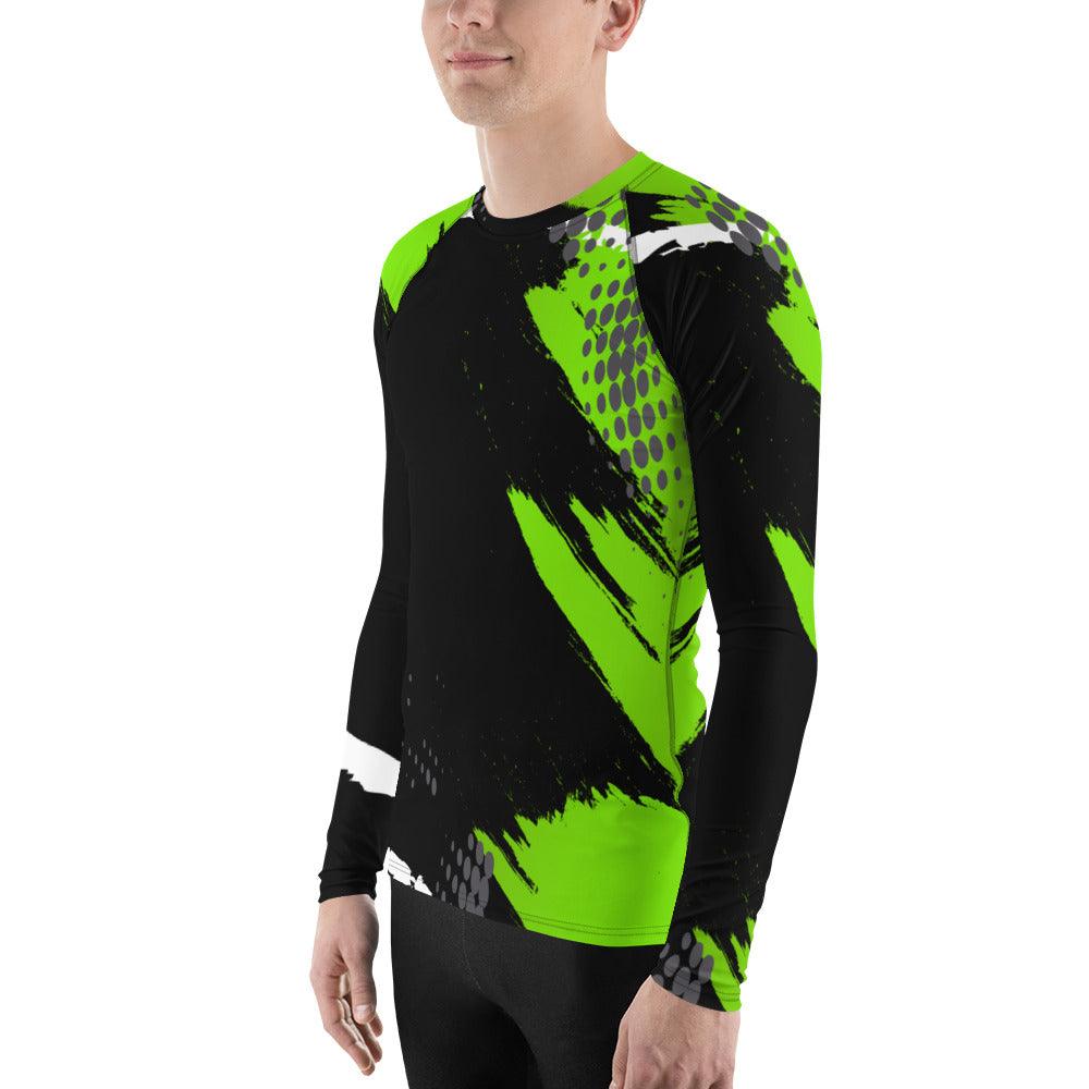 Green Burst Men's Rash Guard Long T-Shirt Style