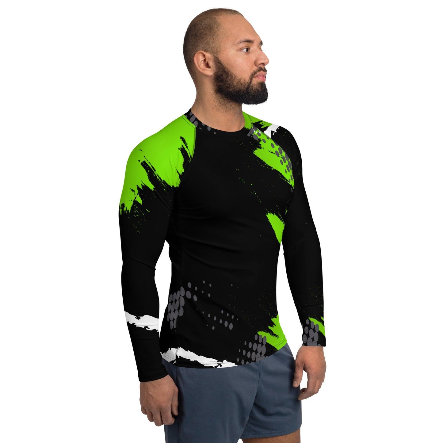 Green Burst Men's Rash Guard Long T-Shirt Style