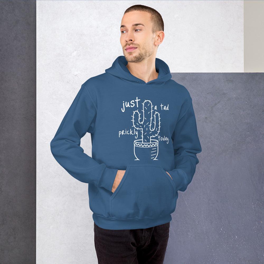 Tad Prickly Unisex Hoodie featuring a cactus design, symbolizing introverted nature enthusiasts.