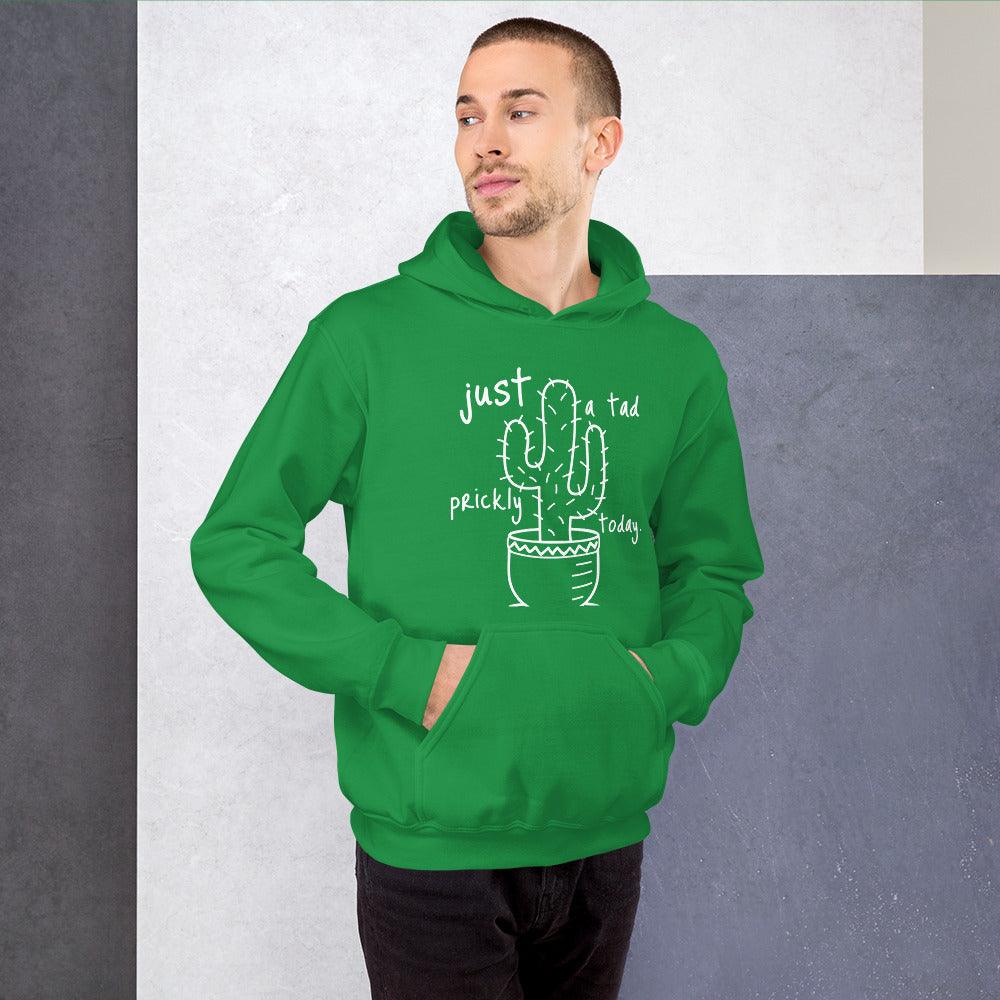 Tad Prickly Unisex Hoodie with cactus design in center, green color, cozy fit.