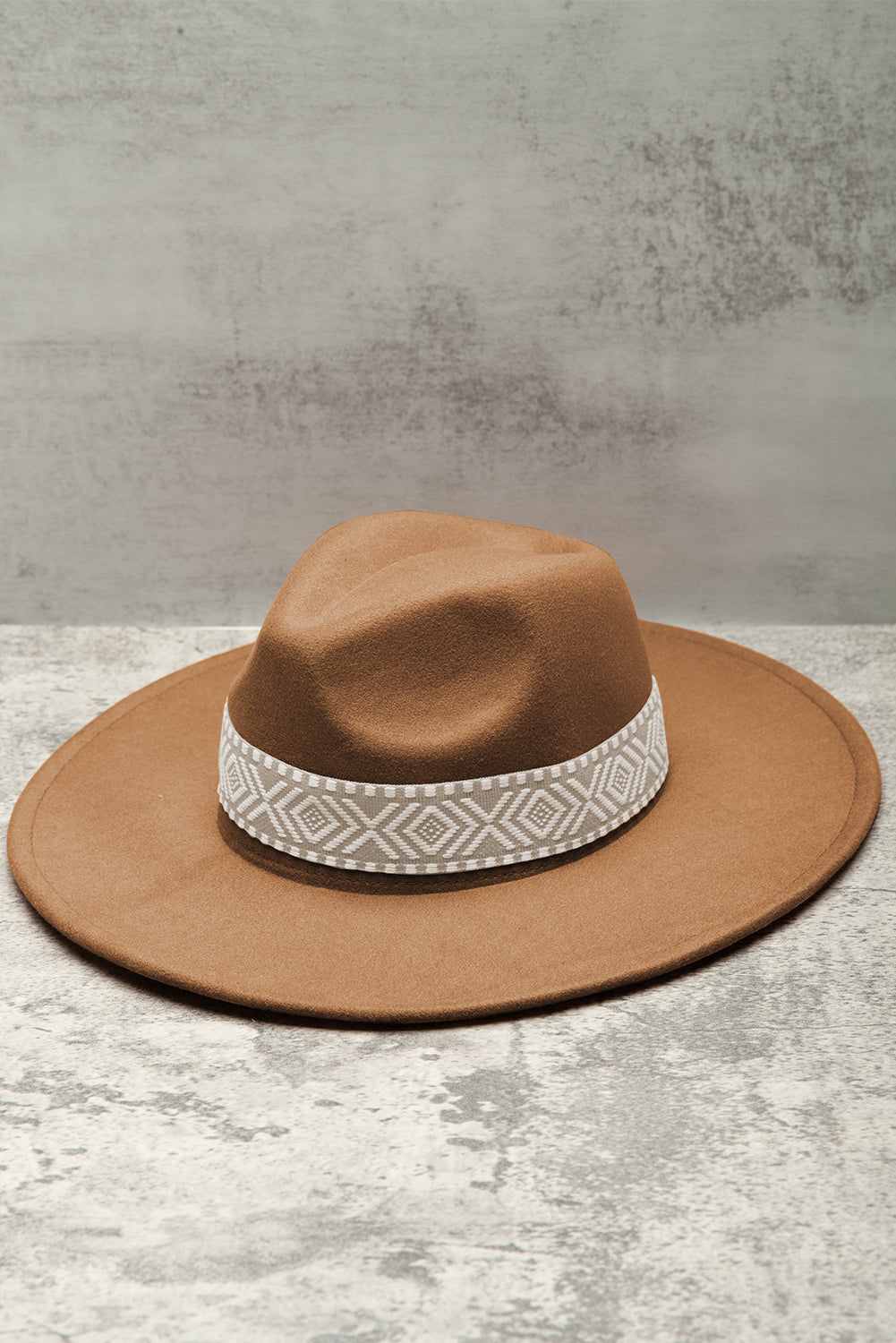 Brown Flat Brim Woven Hat