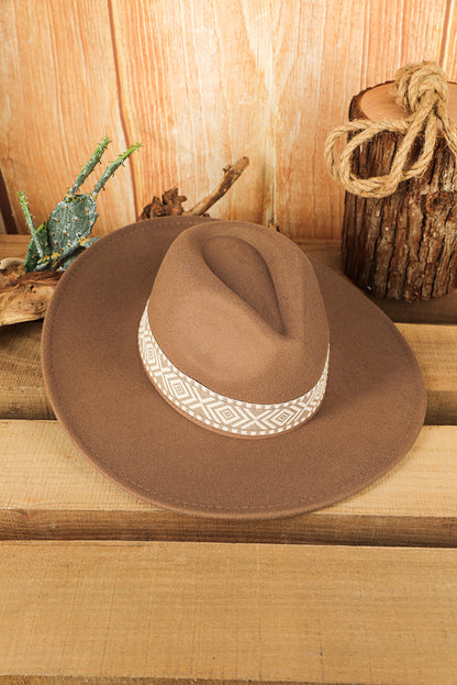 Brown Flat Brim Woven Hat