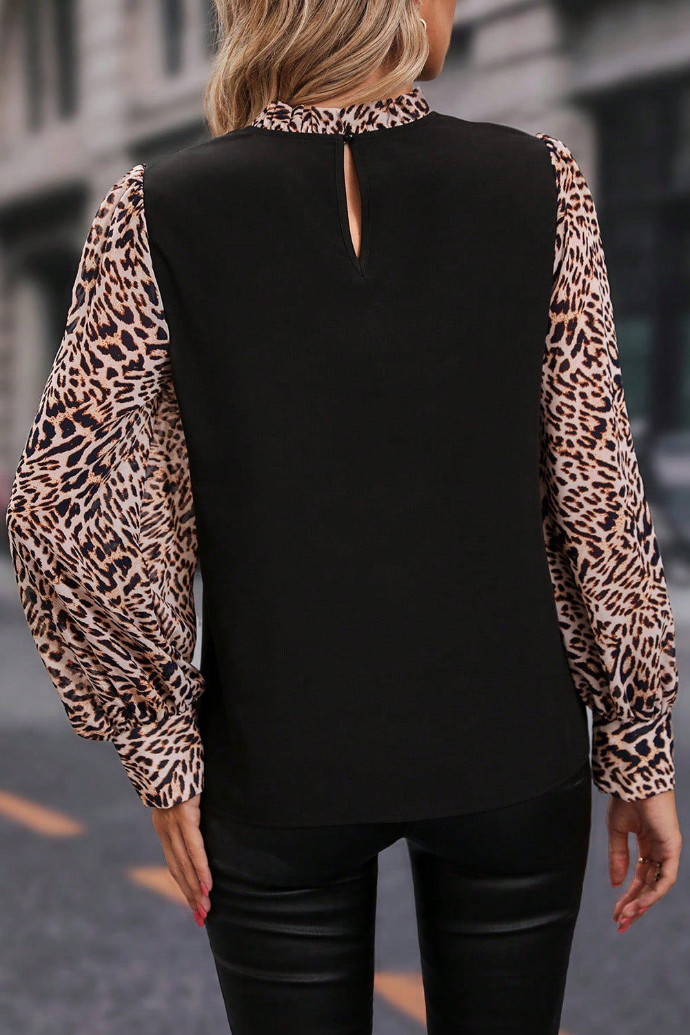 Black and Leopard Blouse