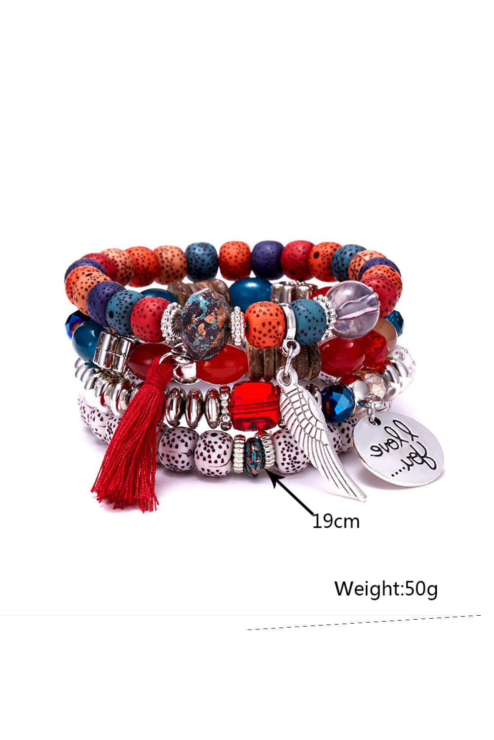 Fiery Tassel Penant Bracelet Set