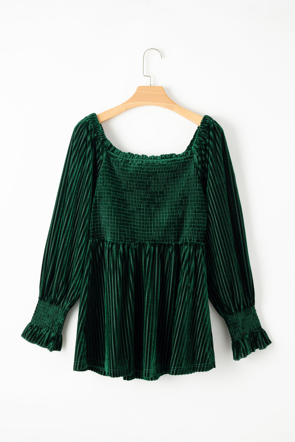 Emerald Velvet Babydoll Top