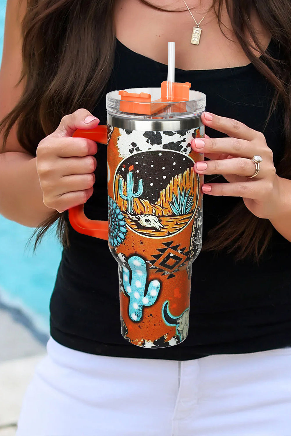 Orange Halloween Stainless Steel Insulated Handle Tumbler