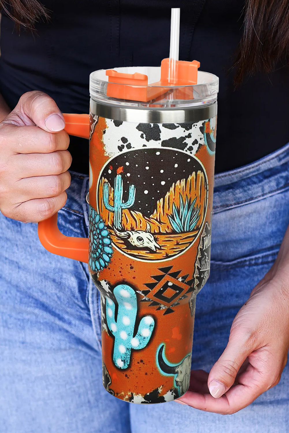 Orange Halloween Stainless Steel Insulated Handle Tumbler