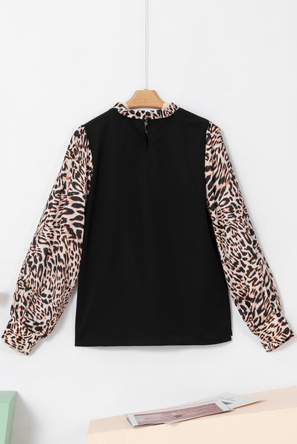 Black and Leopard Blouse