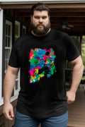 Abstract Rainbow Lion Tee featuring vibrant, bold abstract lion design.