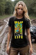 BRAAP Life Quadding T-Rex T-Shirt with colorful dinosaur graphic, perfect for outdoor adventures.
