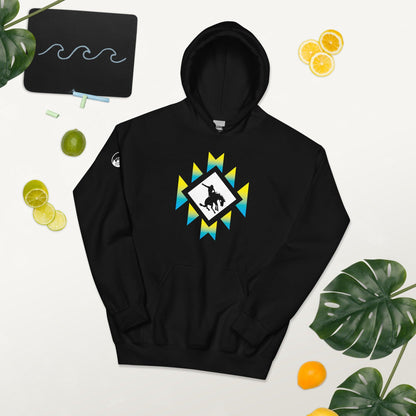 Southwest Bronco Blue and Yellow Gradient Cowboy Hoodie