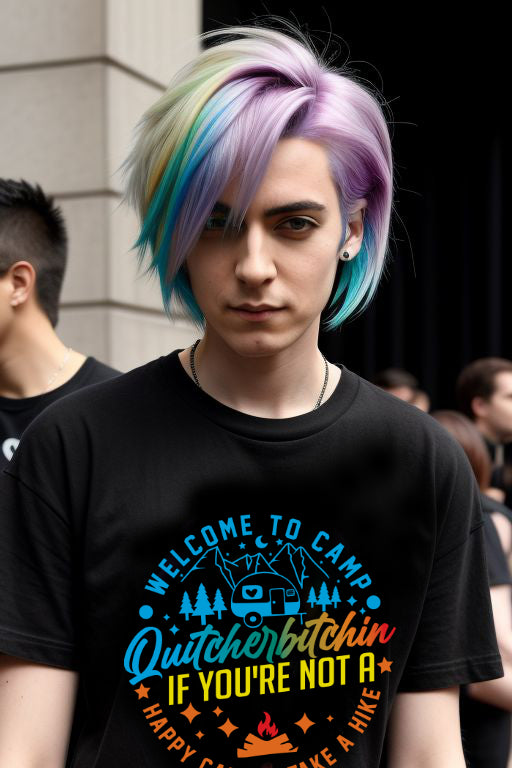 Alternative Gender Neutral Non-Binary Wearing Welcome to Camp Funny Tee