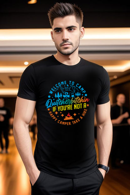 Hot Man Wearing Welcome to Camp Funny Tee