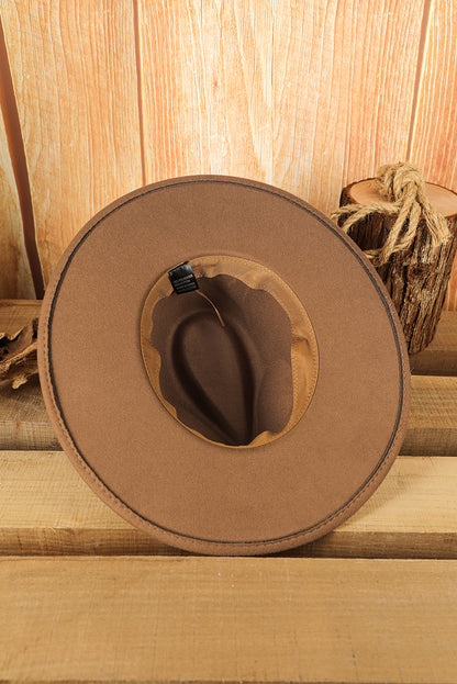 Brown Flat Brim Woven Hat