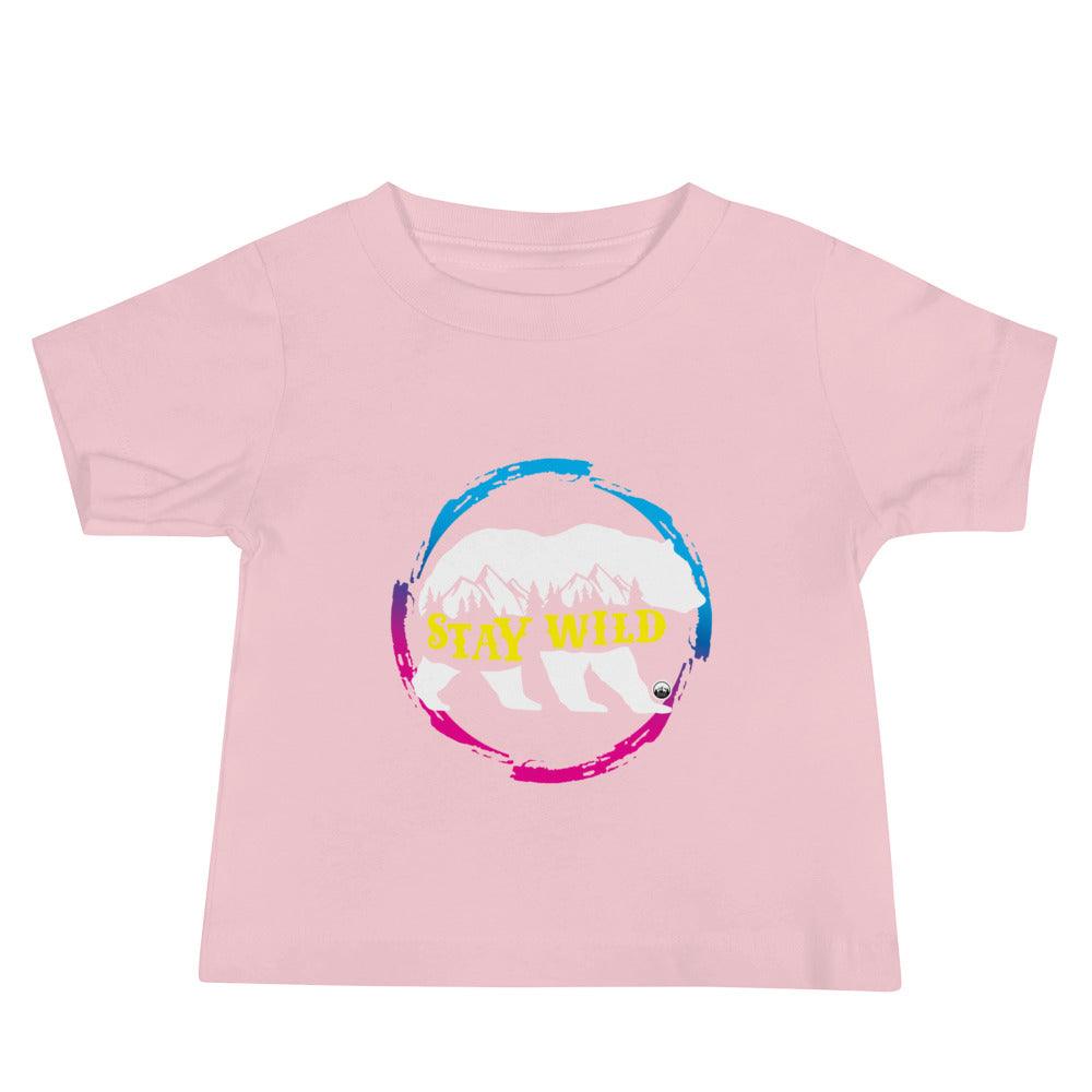 Stay Wild Gradient Pink and Blue Unisex Baby TeeLoved this design in a hoodie? Get a matching one for your baby! If you're the kind of person who loves the outdoors, we've got a whole range of designs that celebraT-ShirtDesign + CountryDesign + CountryStay Wild Gradient Pink