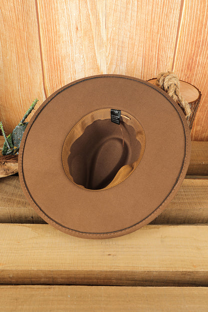 Brown Flat Brim Woven Hat