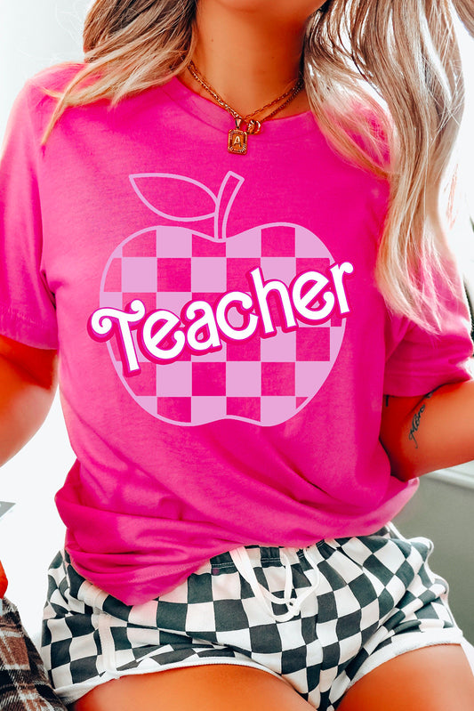 Inspired Pink Checkered Teacher Tee