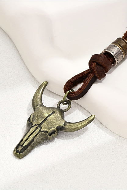 Bull Head Leather Necklace