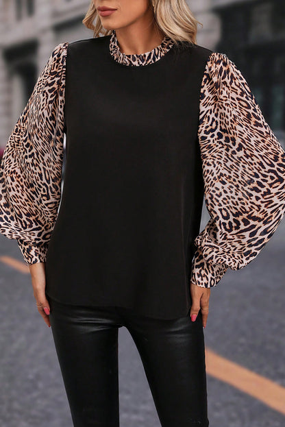 Black and Leopard Blouse