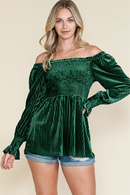 Emerald Velvet Babydoll Top