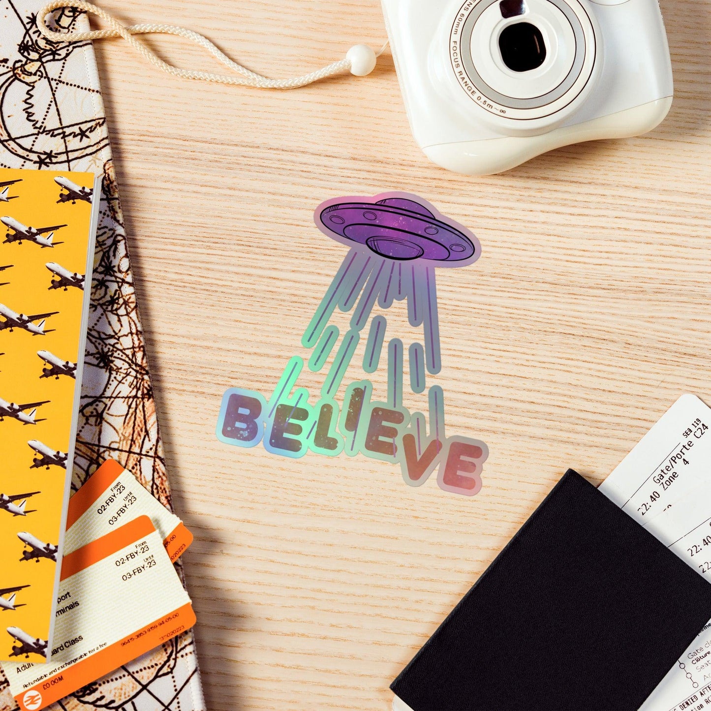 Believe UFO Holographic Sticker