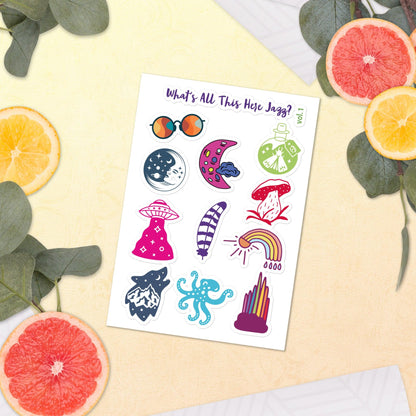 What's All This Here Jazz? Sticker Sheet Set Vol.1"Express yourself with our vibrant and one-of-a-kind art and design stickers, perfect for adding a pop of creativity to your everyday items!" Each Sticker Sheet Set StickerDesign + CountryDesign + CountrySticker Sheet Set Vol