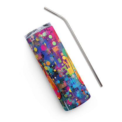 Controller Vibes Stainless Steel TumblerIntroducing the Controller Vibes Tumbler, a must-have for enthusiasts of video games. This tumbler features an abstract and bright design, with graffiti-inspired eleTumblerDesign + CountryDesign + CountryController Vibes Stainless Steel Tumbler