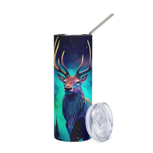 Northern Lights Elk Art Stainless Steel TumblerIntroducing the Northern Lights Elk Art Tumbler, a bold and colourful tumbler designed for both hot and cold drinks. This tumbler is perfect for nature fans and thosTumblerDesign + CountryDesign + CountryNorthern Lights Elk Art Stainless Steel Tumbler