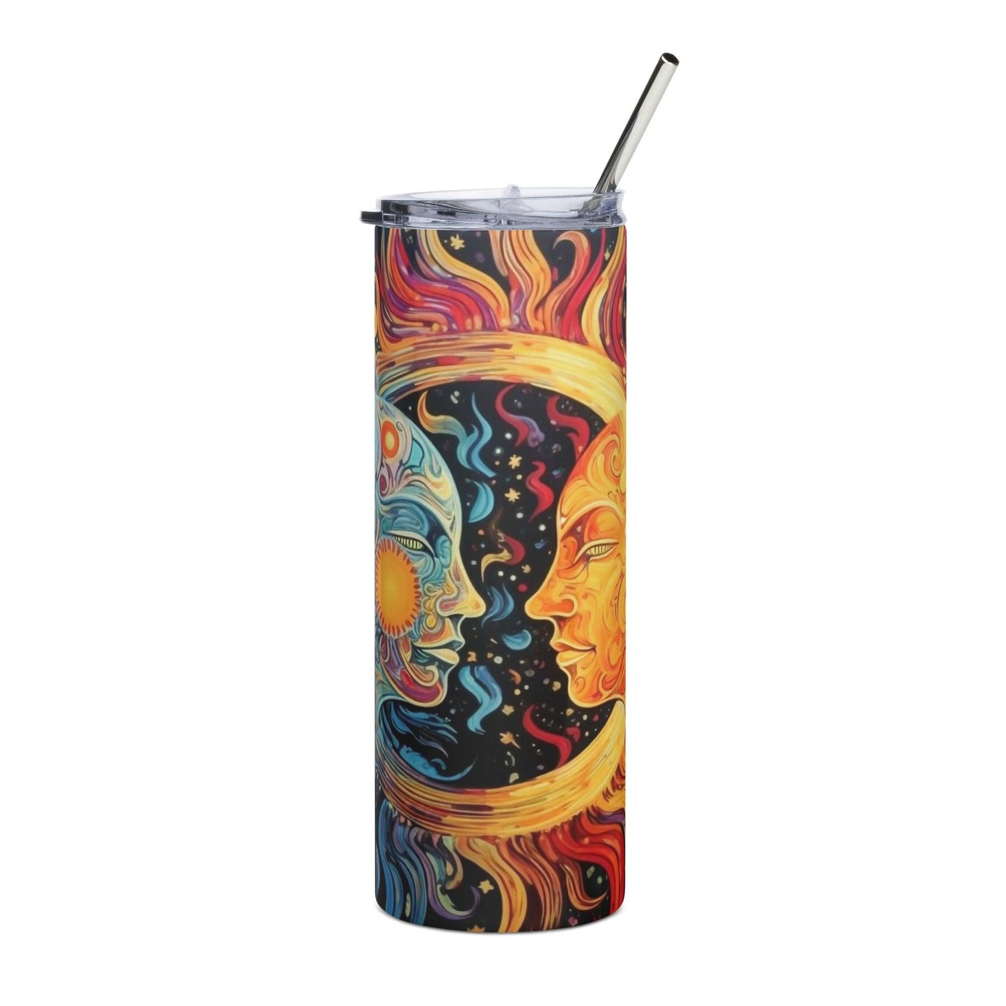 Moon and Sun Stainless Steel TumblerIntroducing the Moon and Sun Stainless Steel Tumbler, a bold and creative travel mug designed to add a touch of magic to your daily routine. Made from high-quality sTumblerDesign + CountryDesign + CountrySun Stainless Steel Tumbler