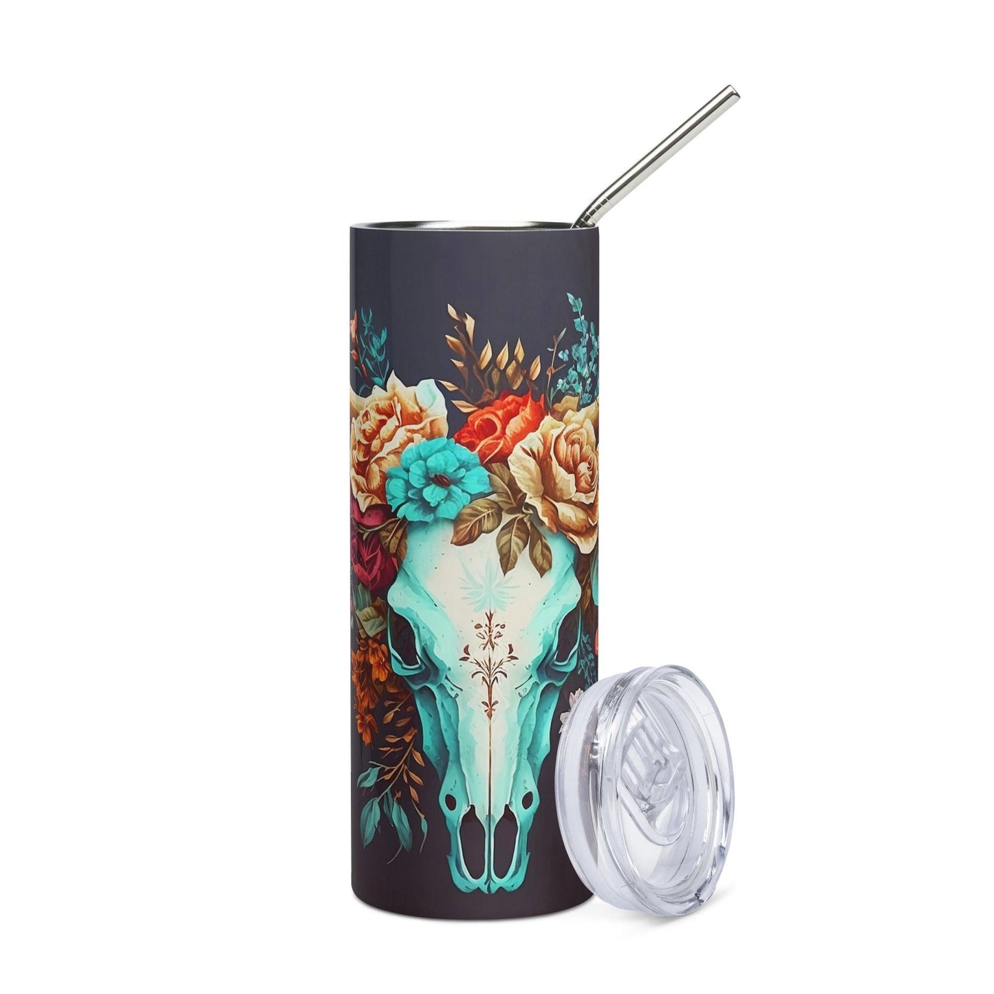 Bull Skull Animal Print Tumbler