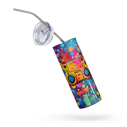 Controller Vibes Stainless Steel TumblerIntroducing the Controller Vibes Tumbler, a must-have for enthusiasts of video games. This tumbler features an abstract and bright design, with graffiti-inspired eleTumblerDesign + CountryDesign + CountryController Vibes Stainless Steel Tumbler