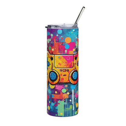 Controller Vibes Stainless Steel TumblerIntroducing the Controller Vibes Tumbler, a must-have for enthusiasts of video games. This tumbler features an abstract and bright design, with graffiti-inspired eleTumblerDesign + CountryDesign + CountryController Vibes Stainless Steel Tumbler