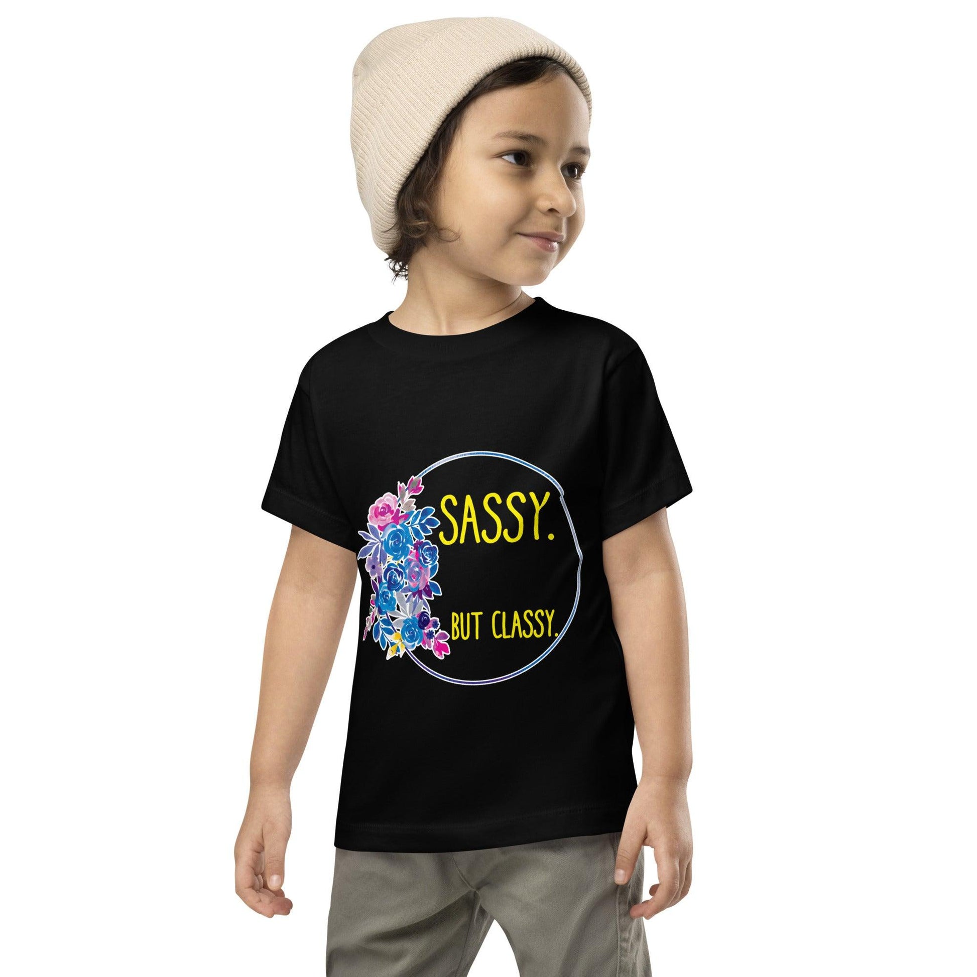 Sassy But Classy Toddler Short Sleeve TeeEver battle your toddler while getting ready in the morning? Our toddler tee "Sassy But Classy", is perfect for those mornings when you love your kid, but you're donT-ShirtDesign + CountryDesign + CountryClassy Toddler Short Sleeve Tee