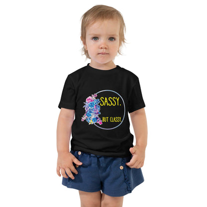 Sassy But Classy Toddler Short Sleeve TeeEver battle your toddler while getting ready in the morning? Our toddler tee "Sassy But Classy", is perfect for those mornings when you love your kid, but you're donT-ShirtDesign + CountryDesign + CountryClassy Toddler Short Sleeve Tee