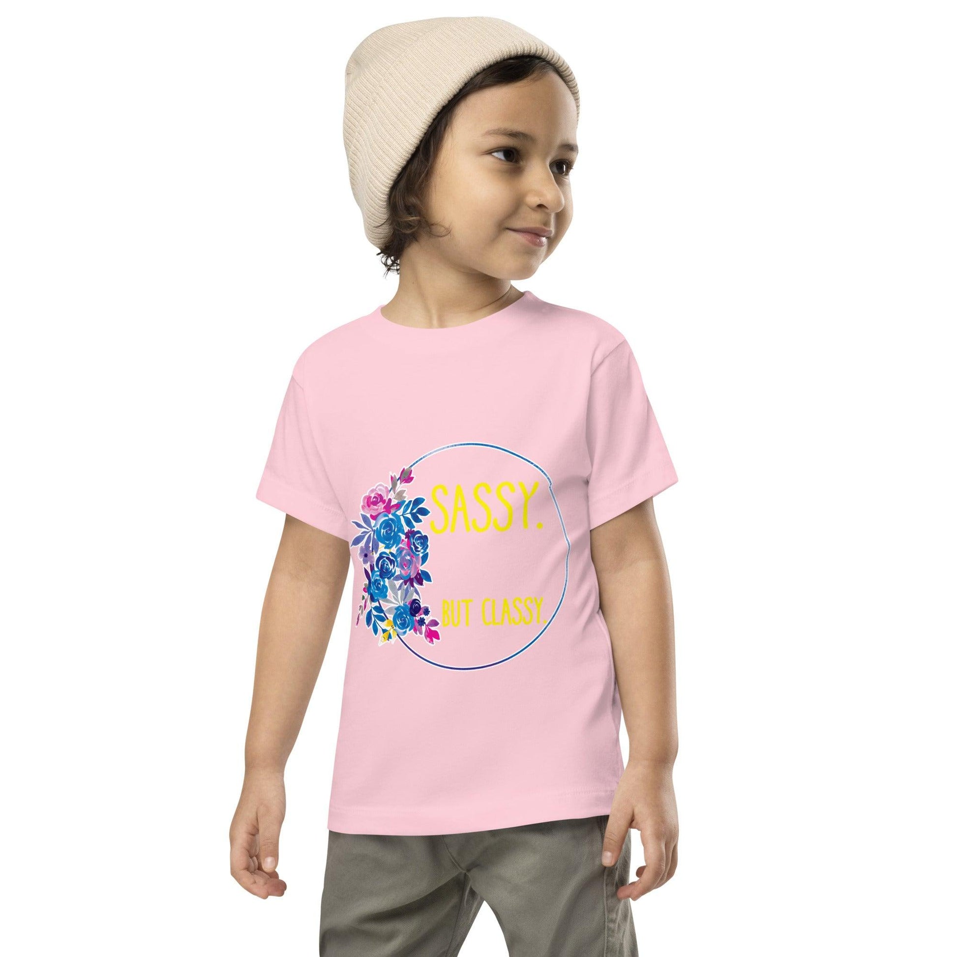 Sassy But Classy Toddler Short Sleeve TeeEver battle your toddler while getting ready in the morning? Our toddler tee "Sassy But Classy", is perfect for those mornings when you love your kid, but you're donT-ShirtDesign + CountryDesign + CountryClassy Toddler Short Sleeve Tee