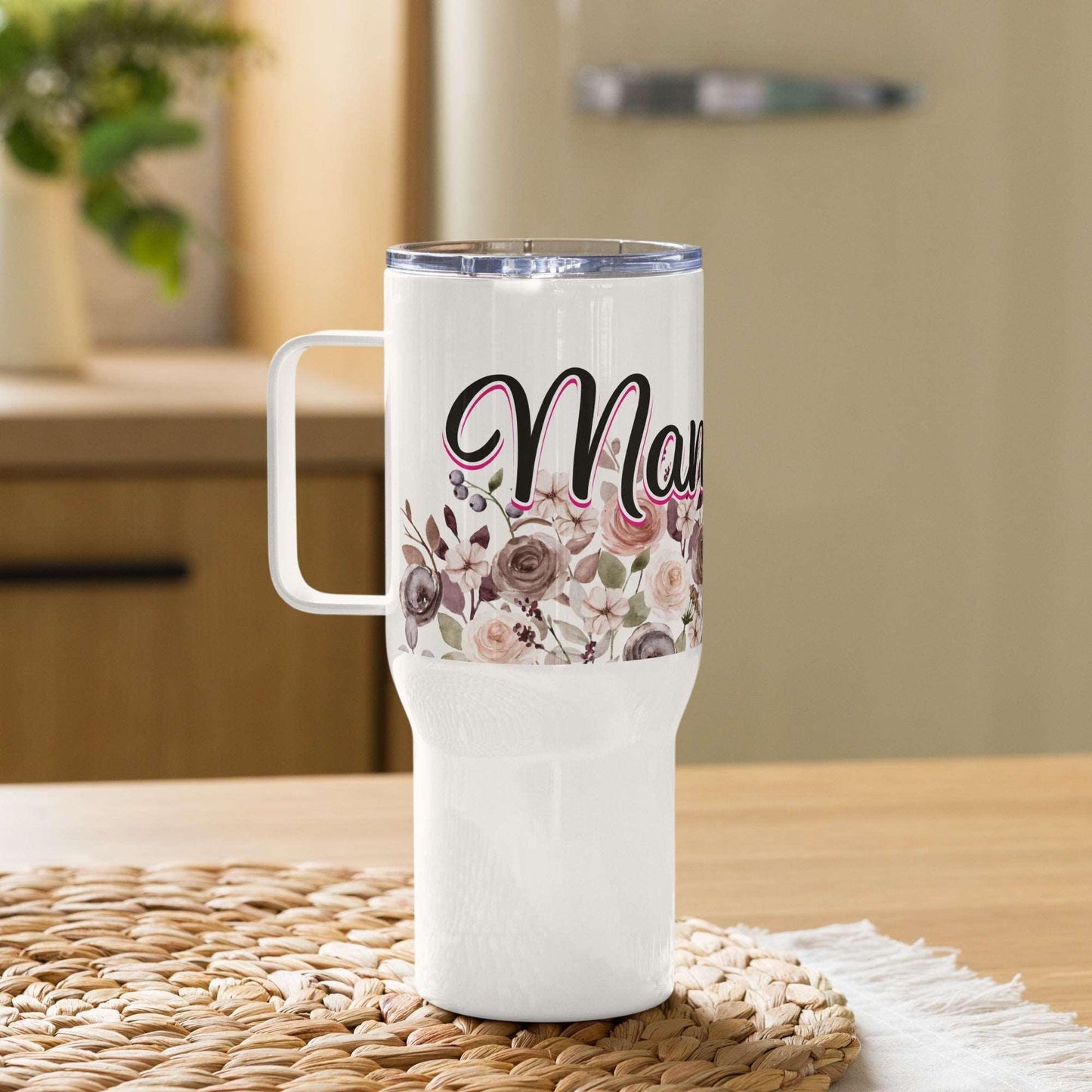 Mama Life Floral Tumbler with Handle