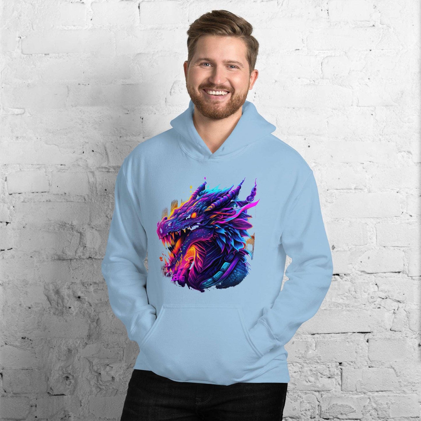 Dragon Unisex HoodieIntroducing our Dragon Hoodie! Featuring a bright and bold illustration. And let me tell you, it's not just stylish, it's also super cozy. Perfect for those chilly dHoodieDesign + CountryDesign + CountryDragon Unisex Hoodie