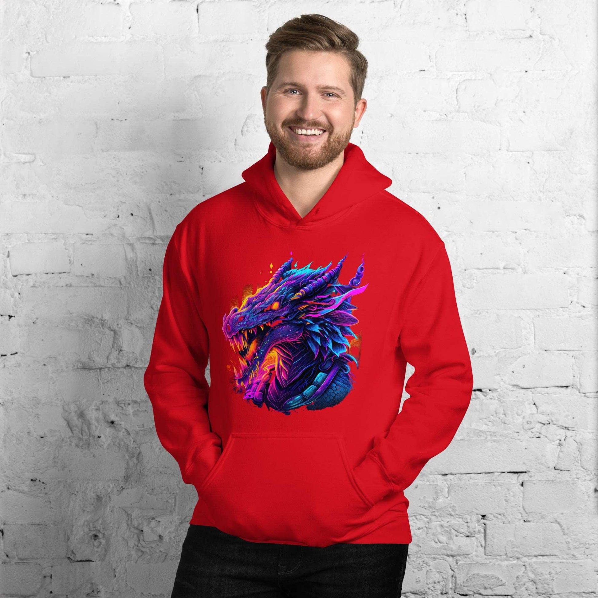 Dragon Unisex HoodieIntroducing our Dragon Hoodie! Featuring a bright and bold illustration. And let me tell you, it's not just stylish, it's also super cozy. Perfect for those chilly dHoodieDesign + CountryDesign + CountryDragon Unisex Hoodie